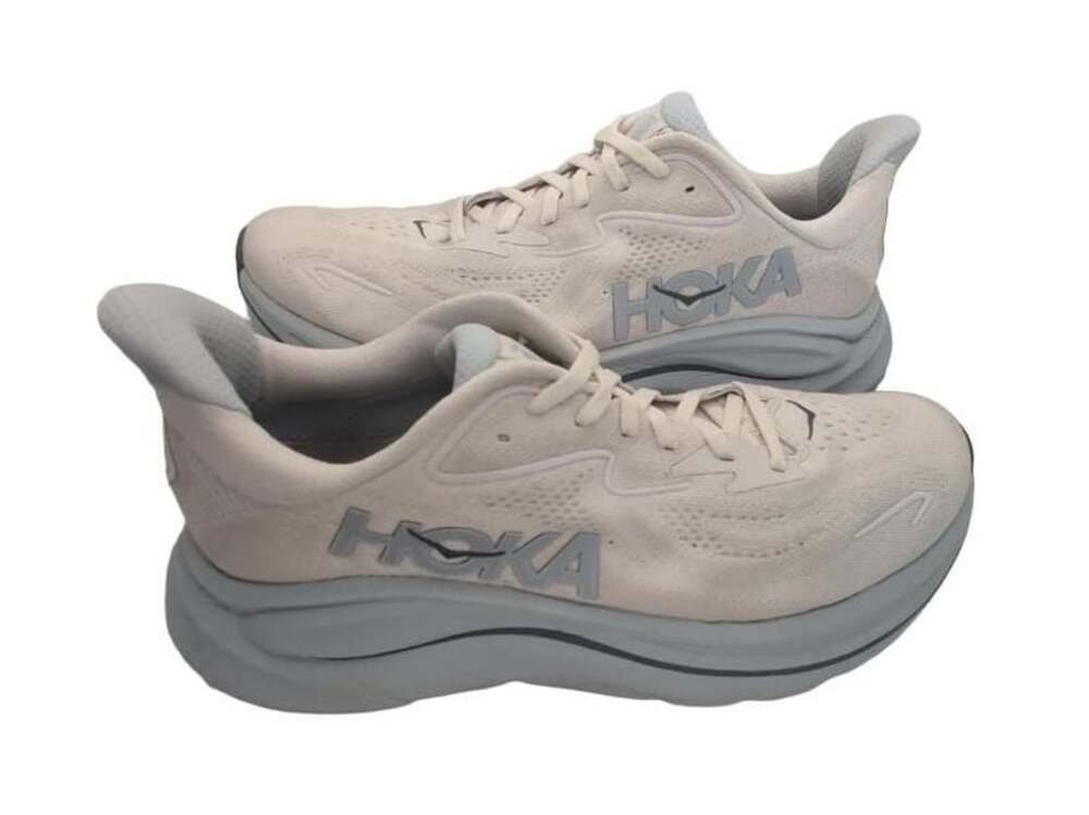 HOKA Clifton 10 Running Shoes Grout Mineral Blue Sz 8.5D Wide